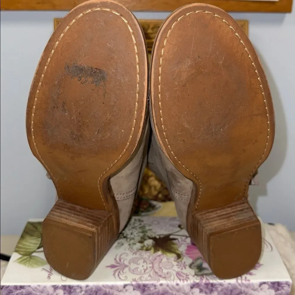 UGG 7.5 Elora Sahara Suede Ankle Block Heel Boots